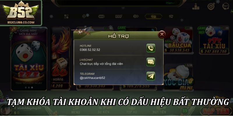 Tạm khóa tài khoản khi có dấu hiệu bất thường